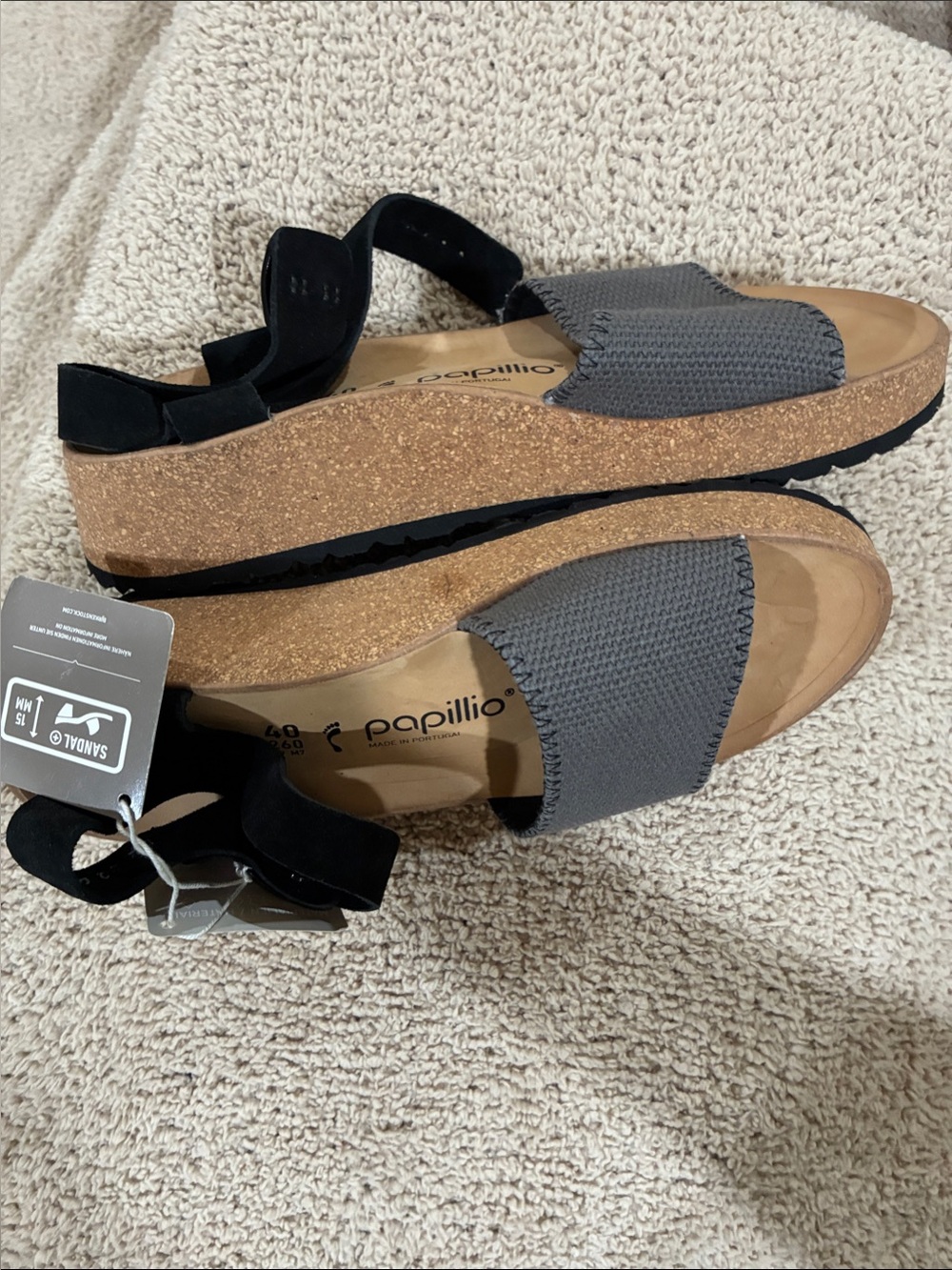 Papillio By Birkenstock Glenda Black/Grey Wedge Sandal NWT EU40 US9 - Picture 2 of 6